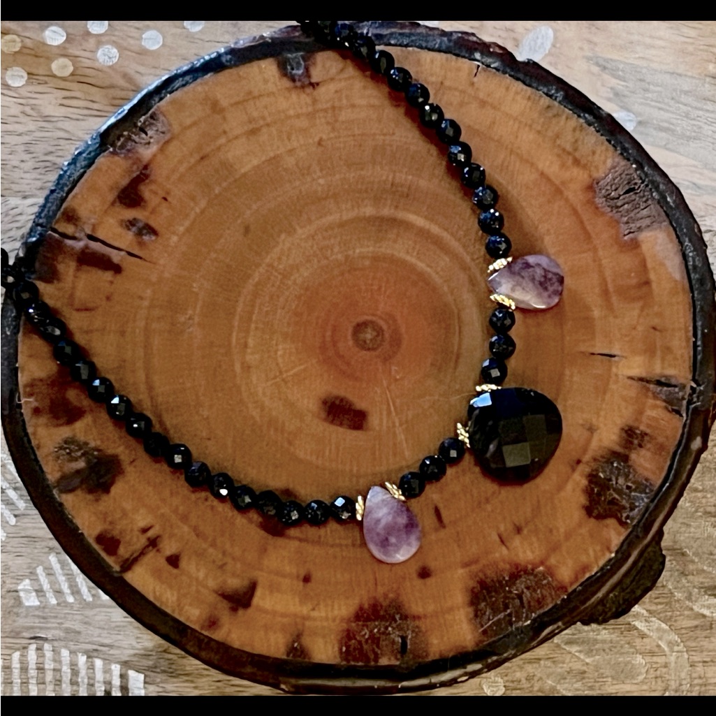 New Beautiful Amethyst Teardrop Sparkly Faceted Blue Sand Stone Choker 17$